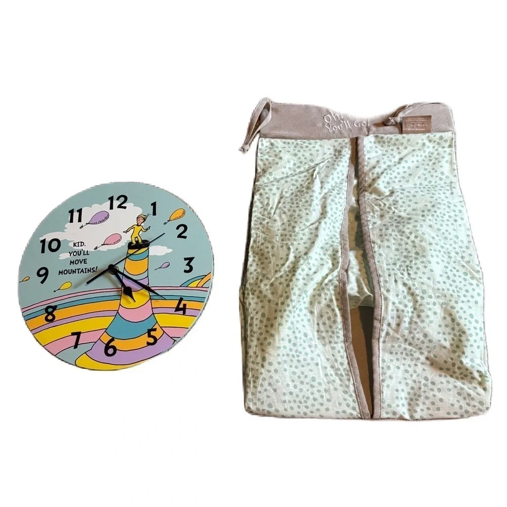 Dr. Seuss Oh the Places You’ll Go Trend Lab Diaper Holder Storage & Wall Clock